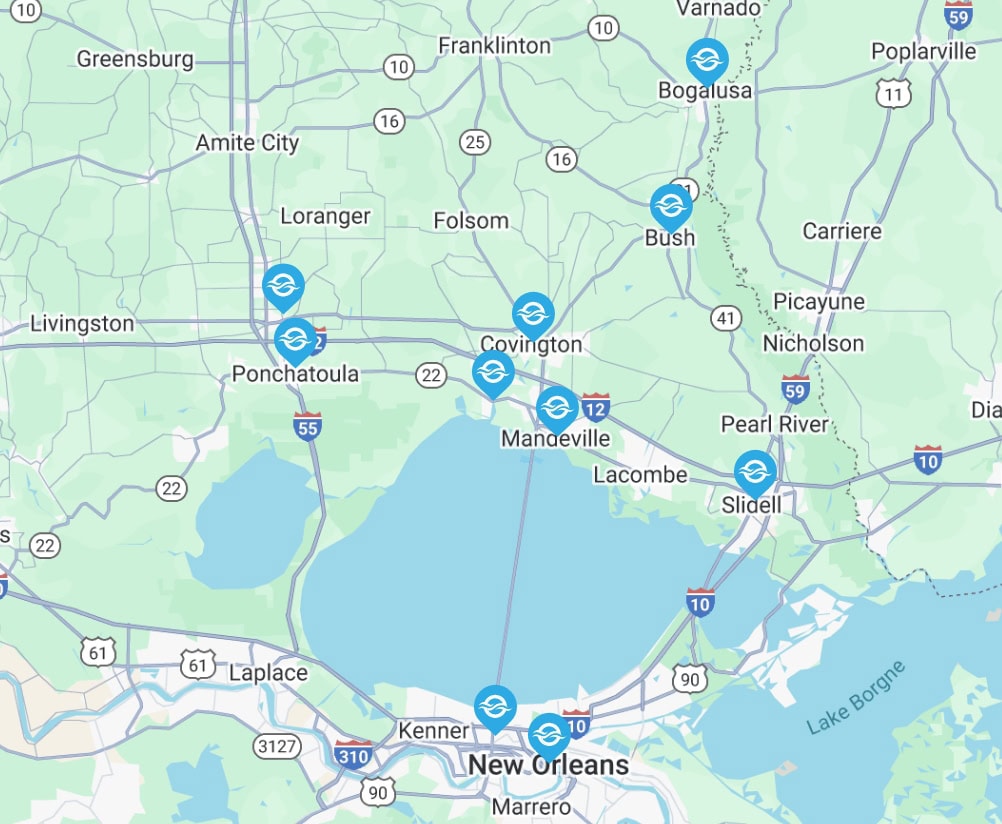 Oalman AC and Heating service area, covering Bush, Covington, and New Orleans, LA, and the surrounding areas.